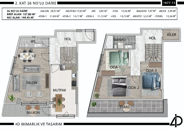 Daire 26 26 NO'LU DAİRE daire planı
