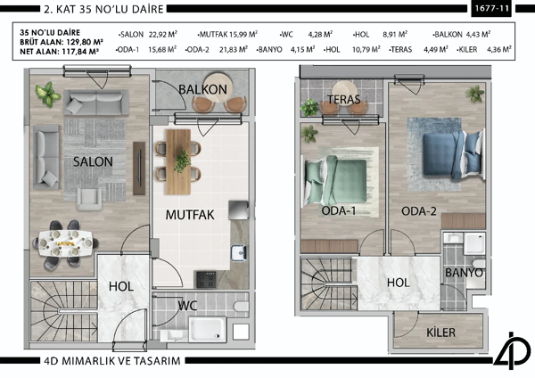 Daire 35 35 NO'LU DAİRE daire planı