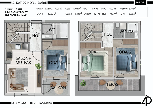Daire 29 29 NO'LU DAİRE daire planı