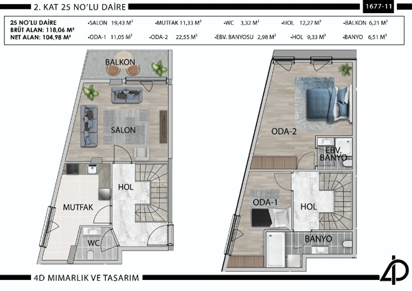 Daire 25 25 NO'LU DAİRE daire planı