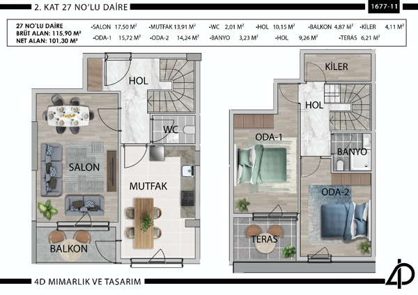 Daire 27 27 NO'LU DAİRE daire planı