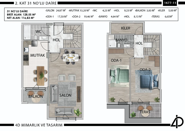 Daire 31 31 NO'LU DAİRE daire planı